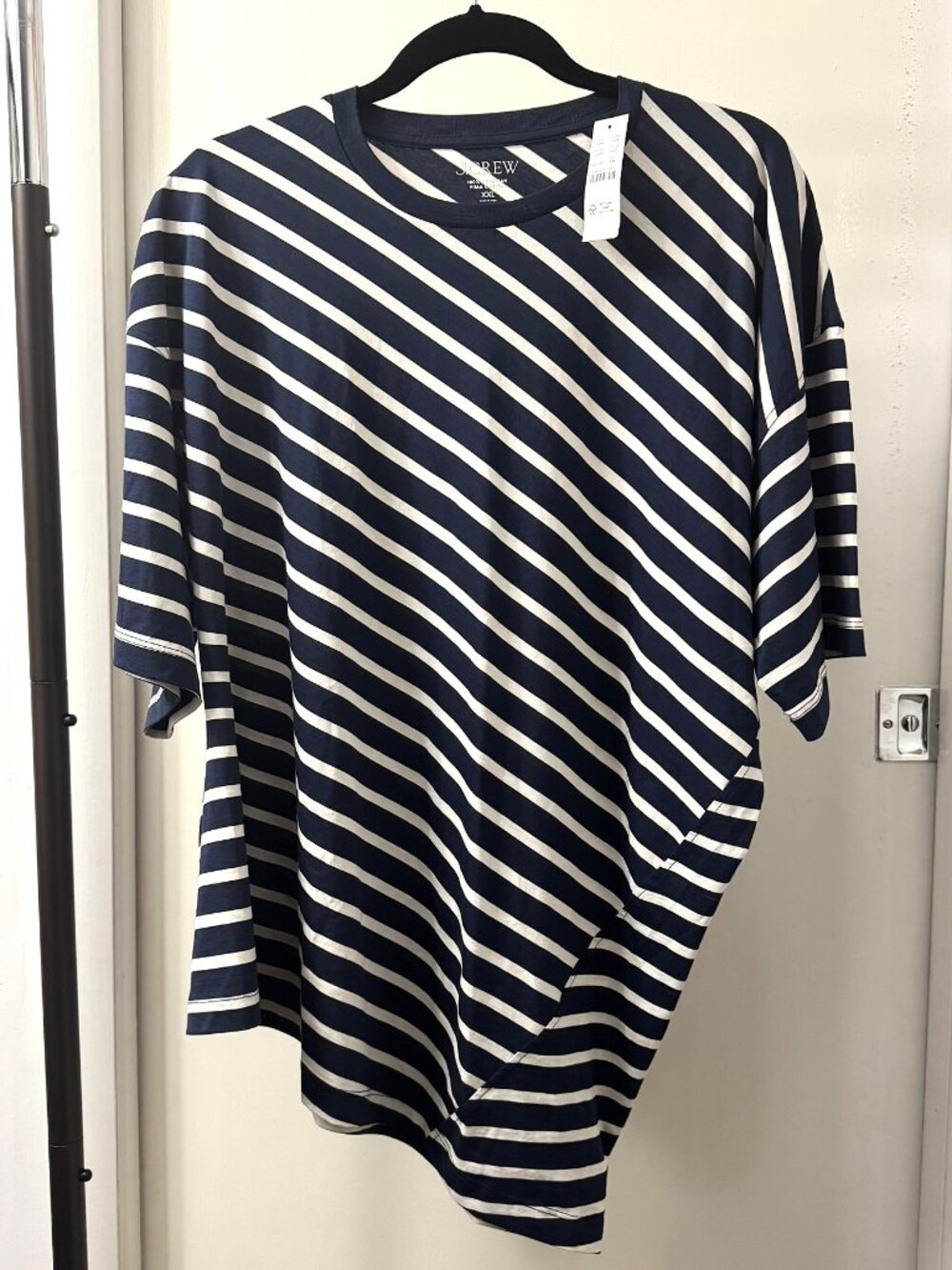 J. CREW Pima Cotton Asymmetrical Ruched T-shirt in Stripe - size XXL - NWT